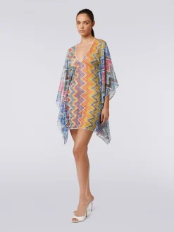 Caftano copricostume corto zig zag con lurex