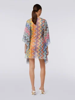 Caftano copricostume corto zig zag con lurex
