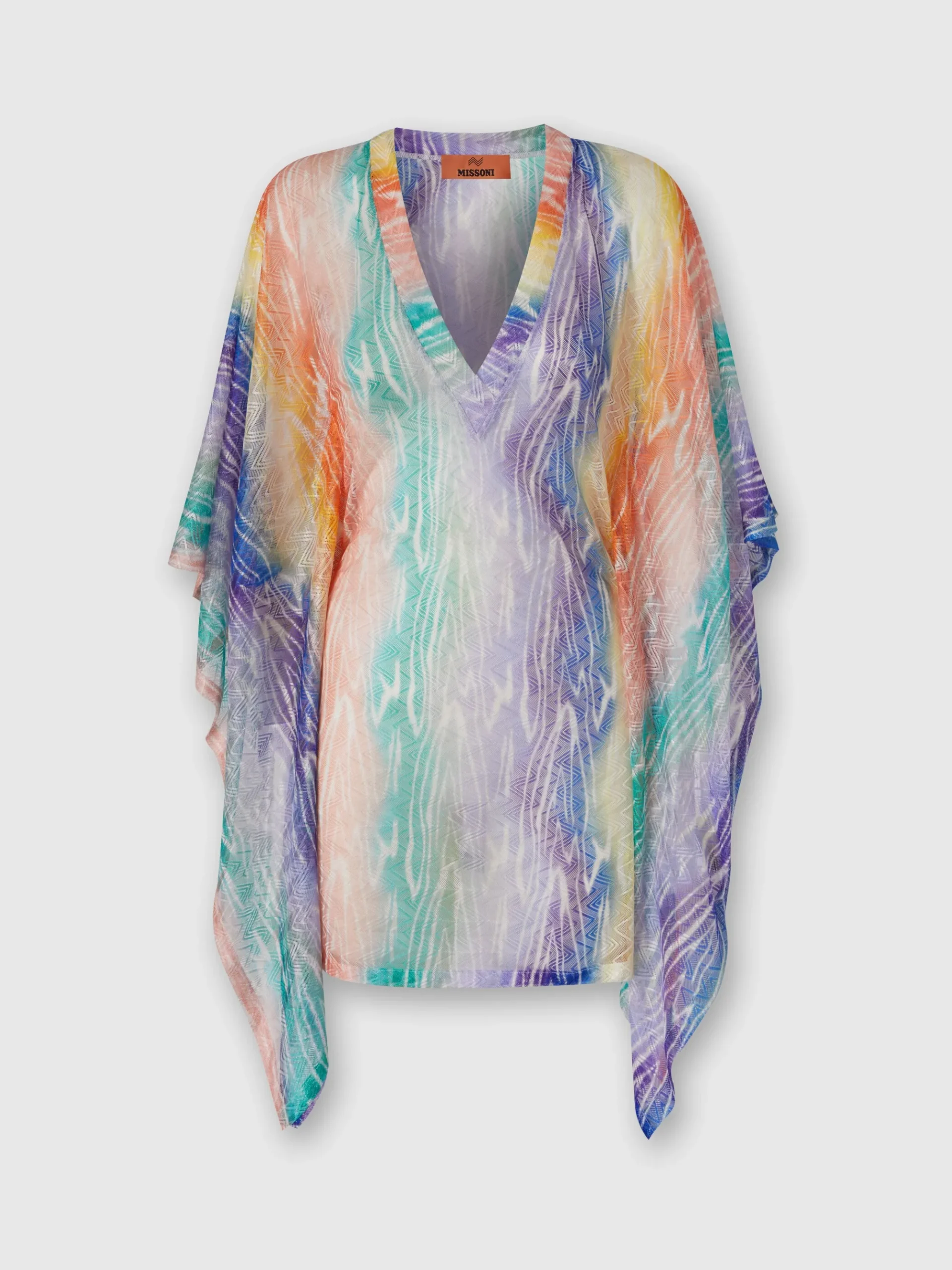 Caftano copricostume corto stampa tie-dye