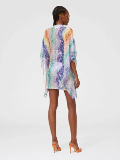 Caftano copricostume corto stampa tie-dye