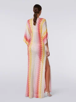 Caftano copricostume lungo effetto pizzo dégradé con lurex