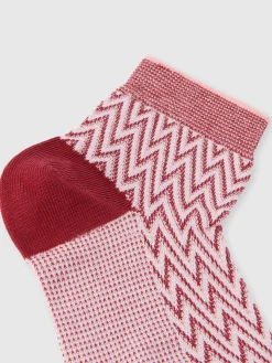 Calzini corti in cotone zig zag