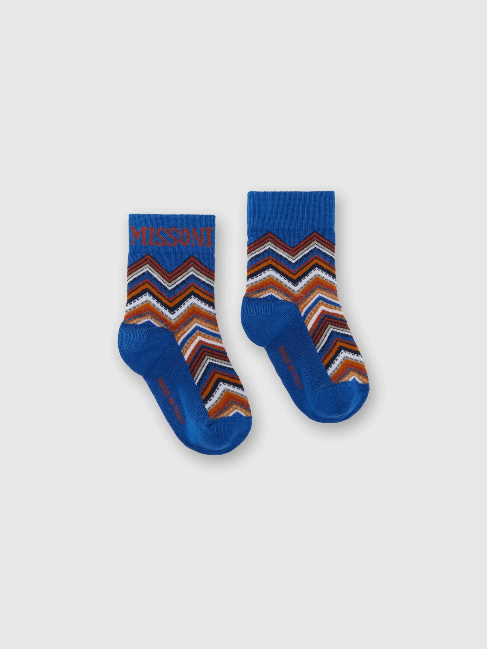 Calzini corti in misto cotone zig zag con logo