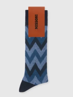 Calzini in misto cotone zig zag con scritta logo