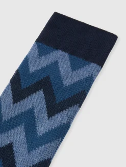 Calzini in misto cotone zig zag con scritta logo