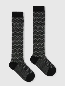 Calzini lunghi in cotone zig zag