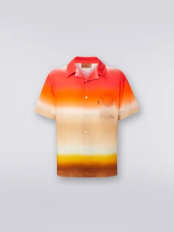Camicia a maniche corte in viscosa dégradé
