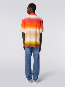 Camicia a maniche corte in viscosa dégradé