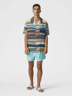 Camicia bowling con stampa zig zag sfumata e taschino