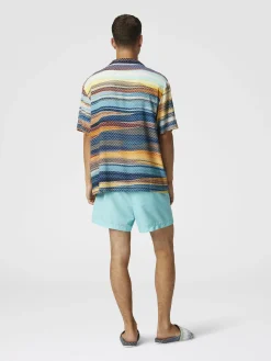 Camicia bowling con stampa zig zag sfumata e taschino