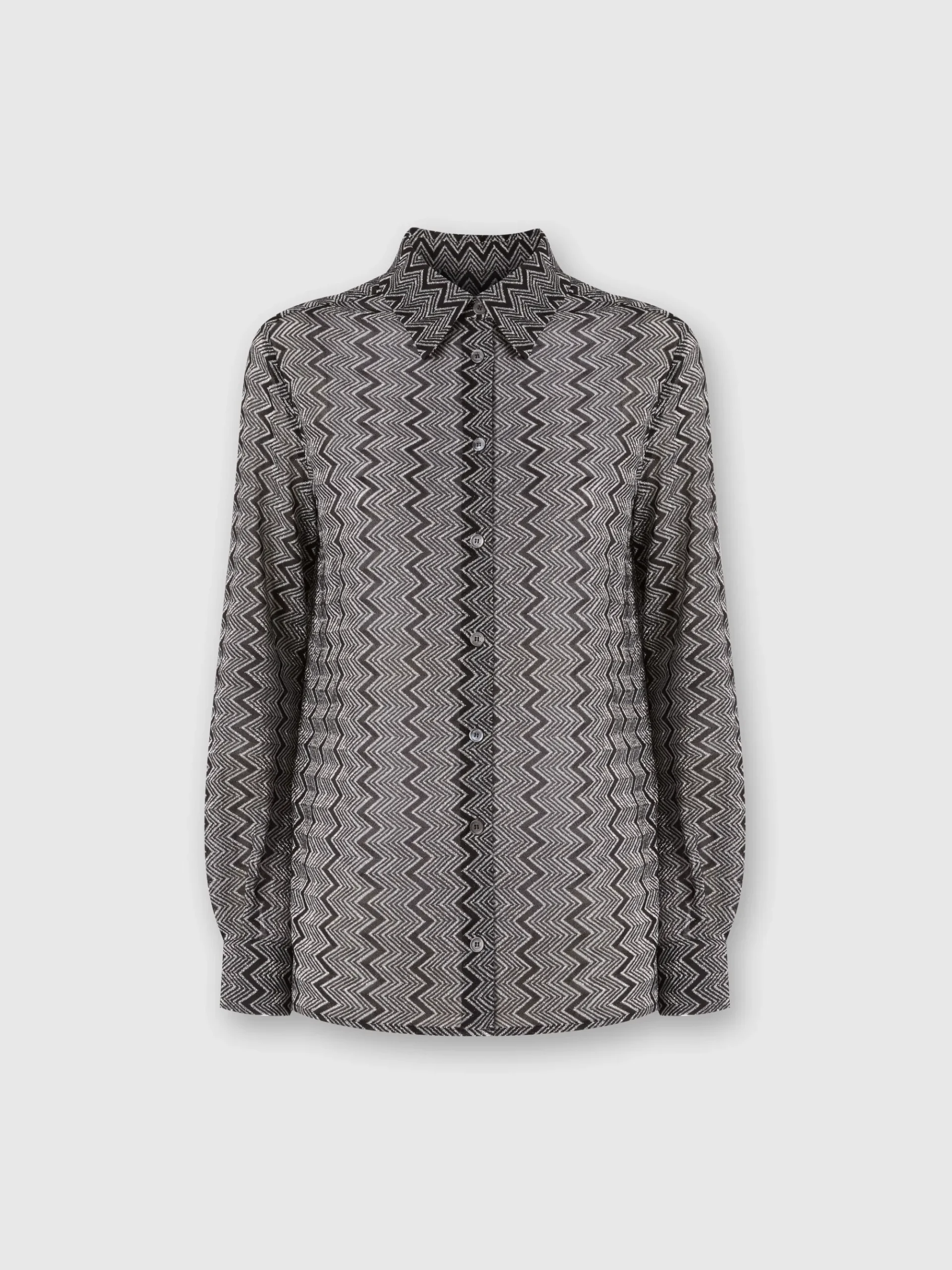 Camicia con motivo zig zag lamé