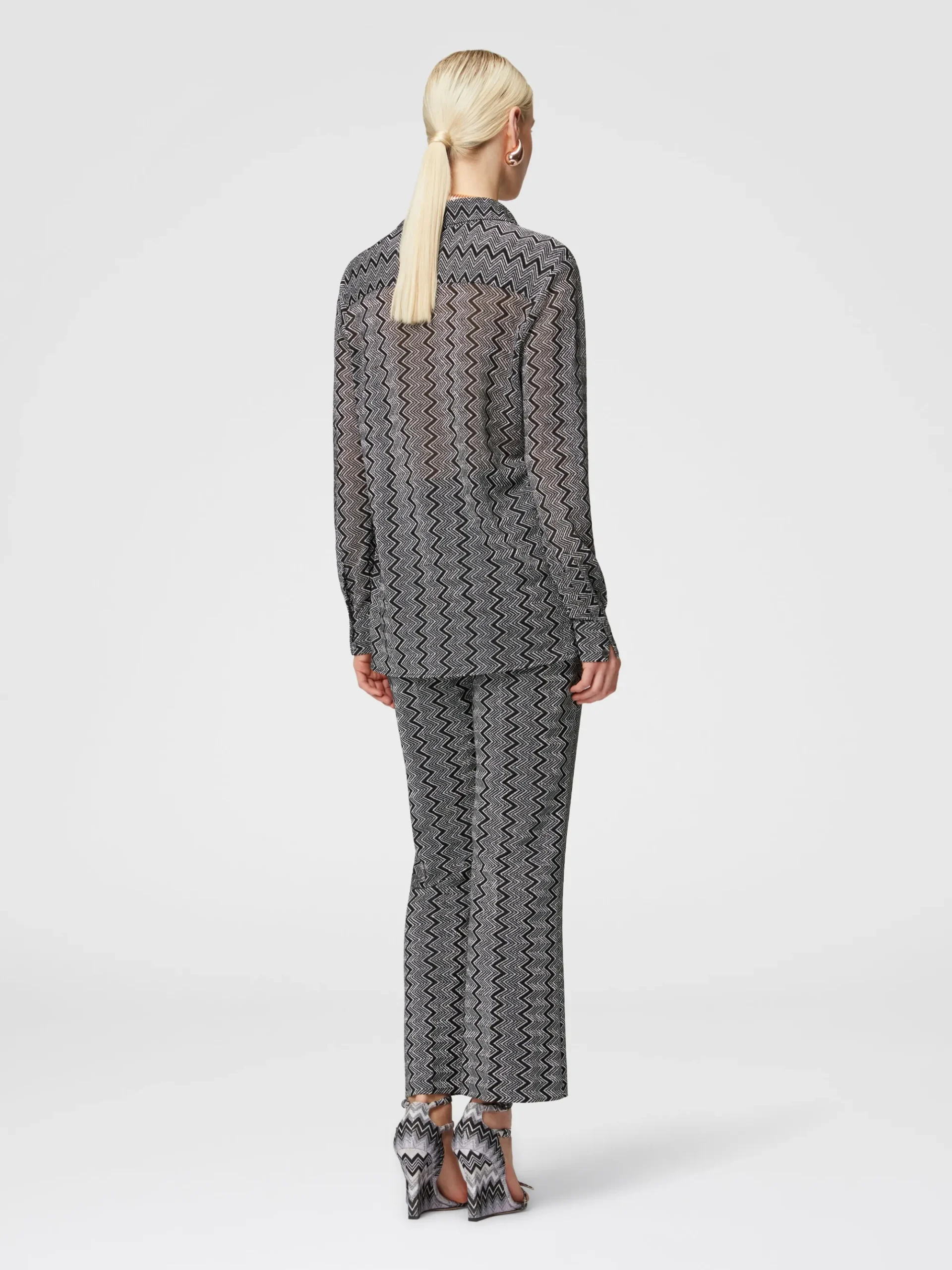 Camicia con motivo zig zag lamé