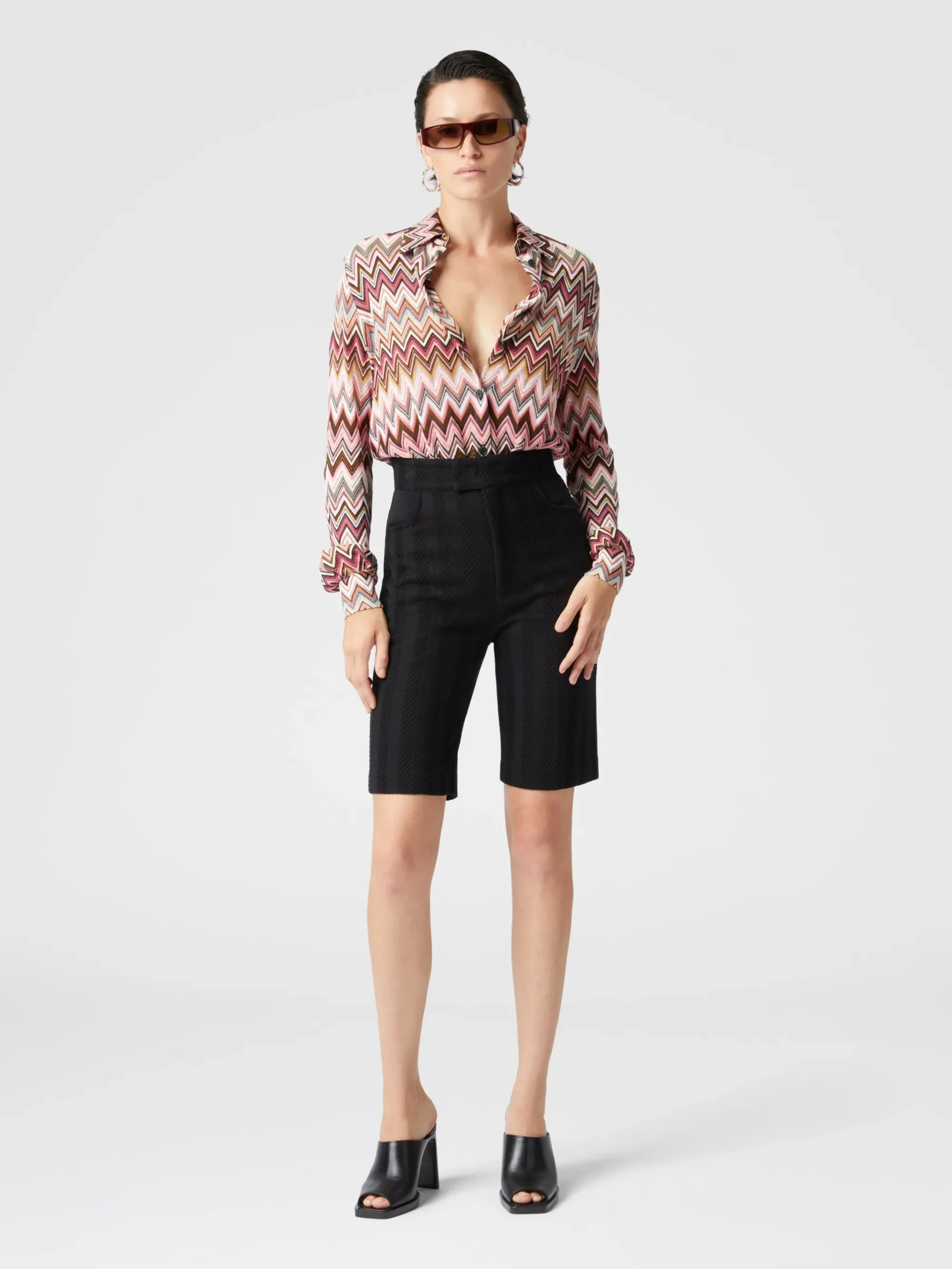 Camicia in cotone e viscosa zig zag