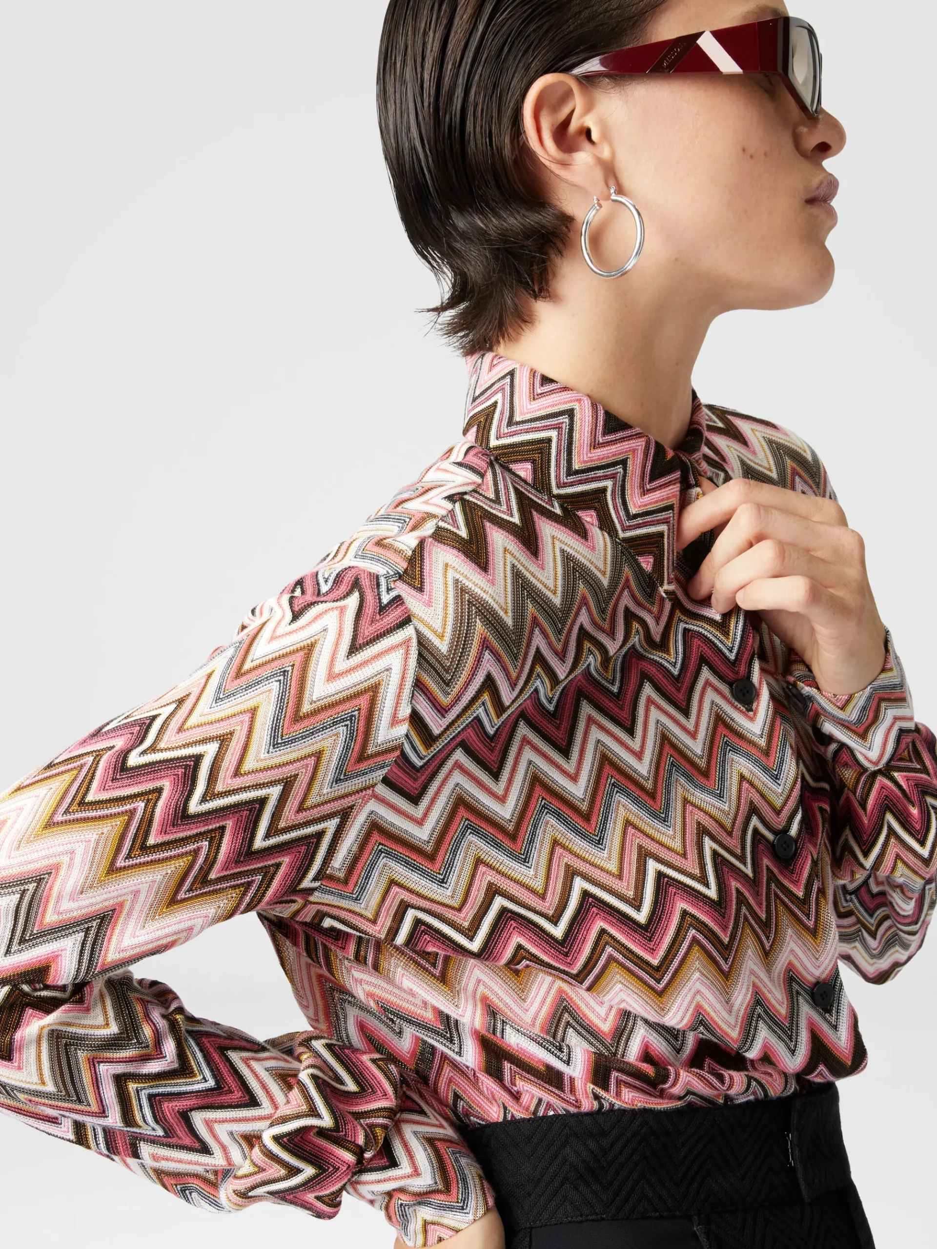 Camicia in cotone e viscosa zig zag