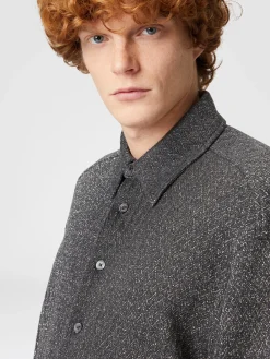 Camicia in cotone e viscosa zig zag lamé