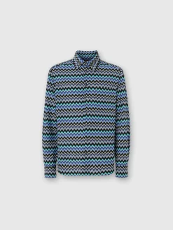 Camicia in cotone zig zag con taschino