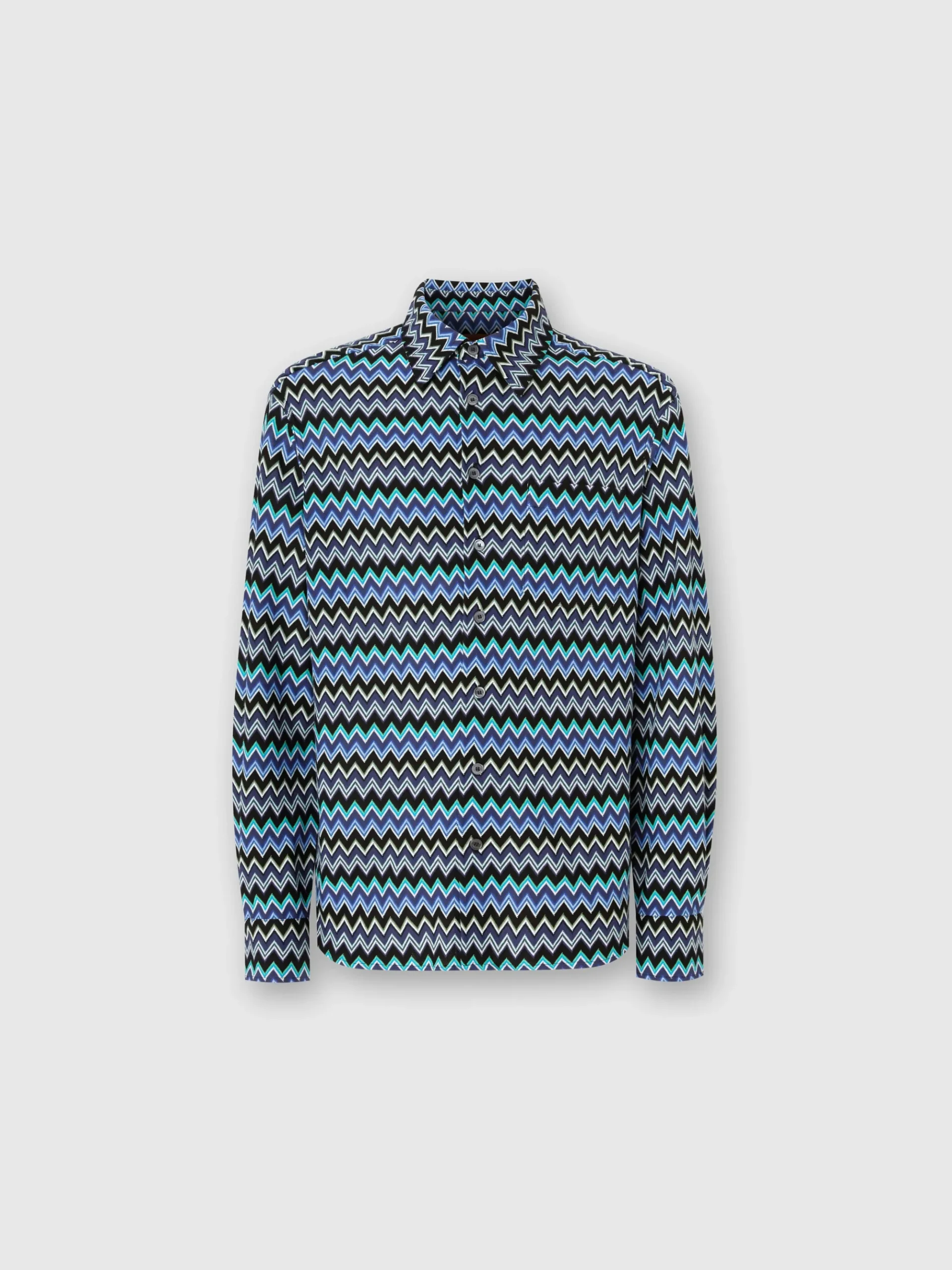 Camicia in cotone zig zag con taschino