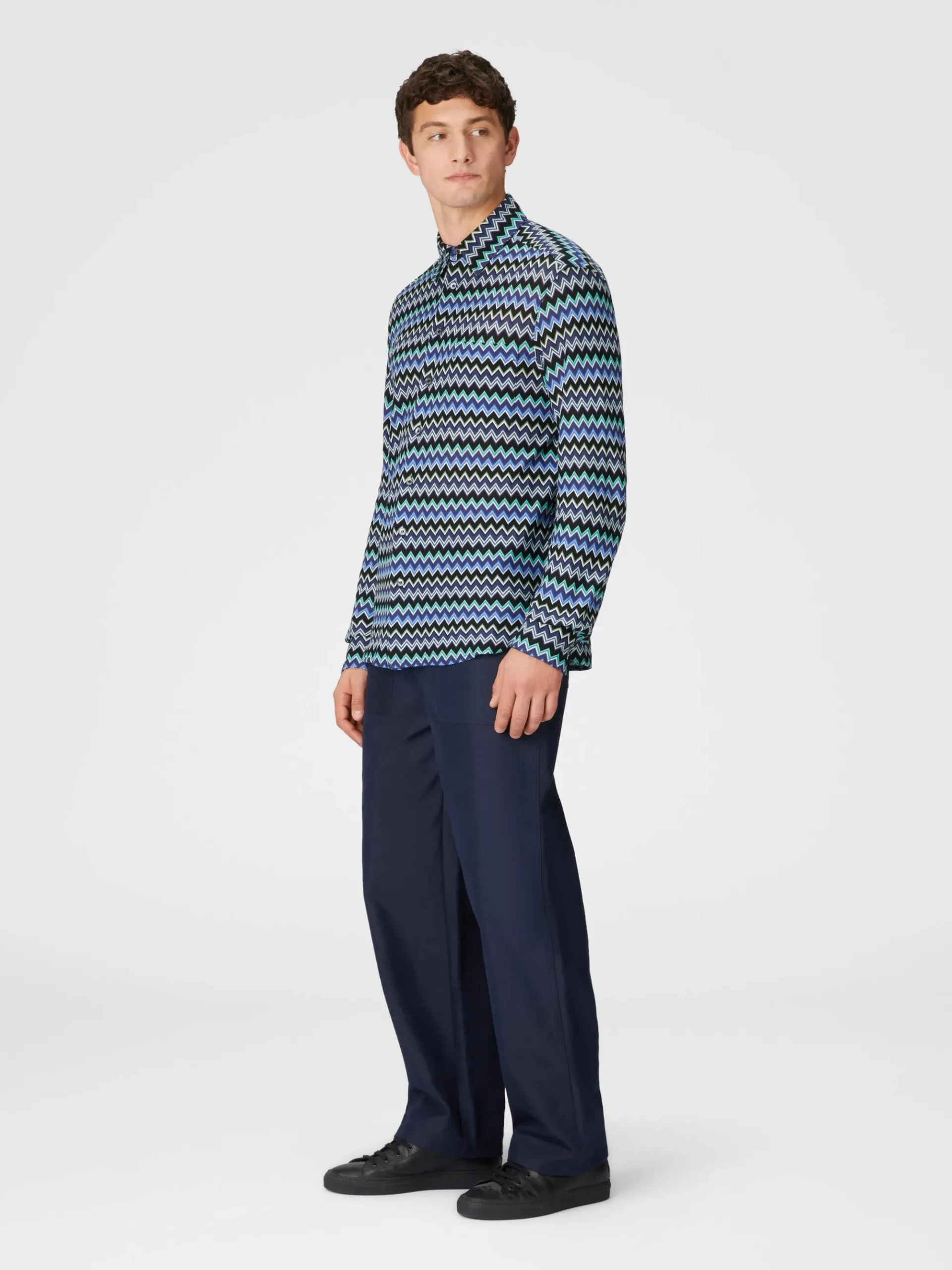 Camicia in cotone zig zag con taschino