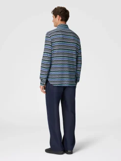 Camicia in cotone zig zag con taschino