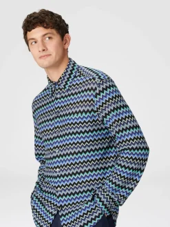 Camicia in cotone zig zag con taschino