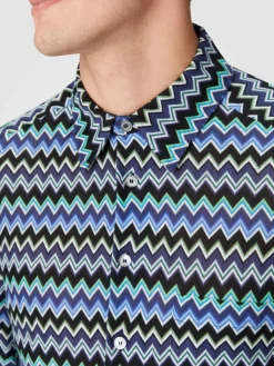 Camicia in cotone zig zag con taschino