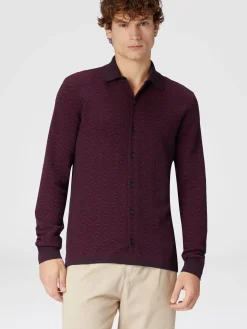 Camicia in lana vergine e viscosa con motivo onda