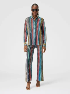 Camicia in maglia a costine fiammata lamé