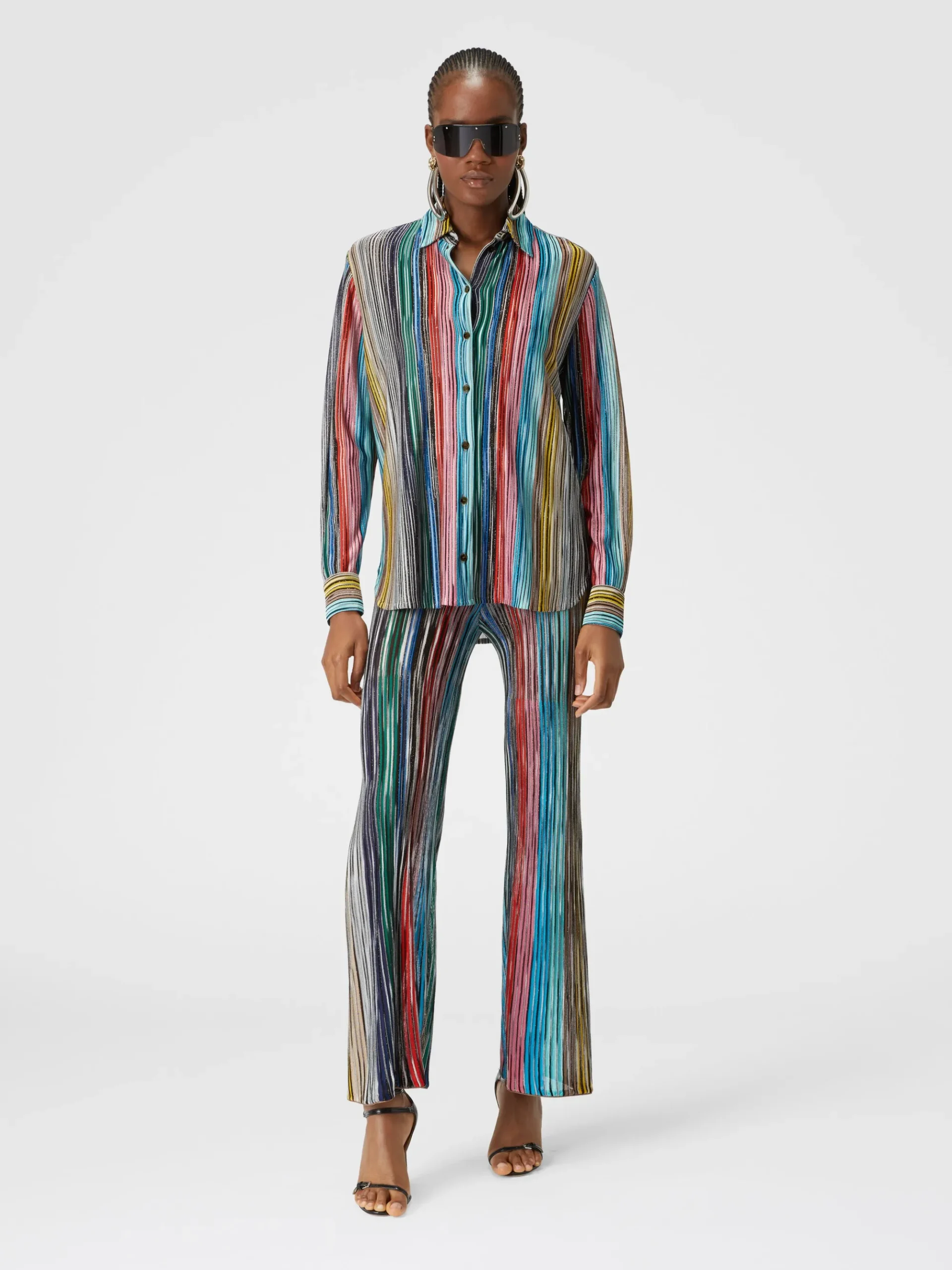 Camicia in maglia a costine fiammata lamé