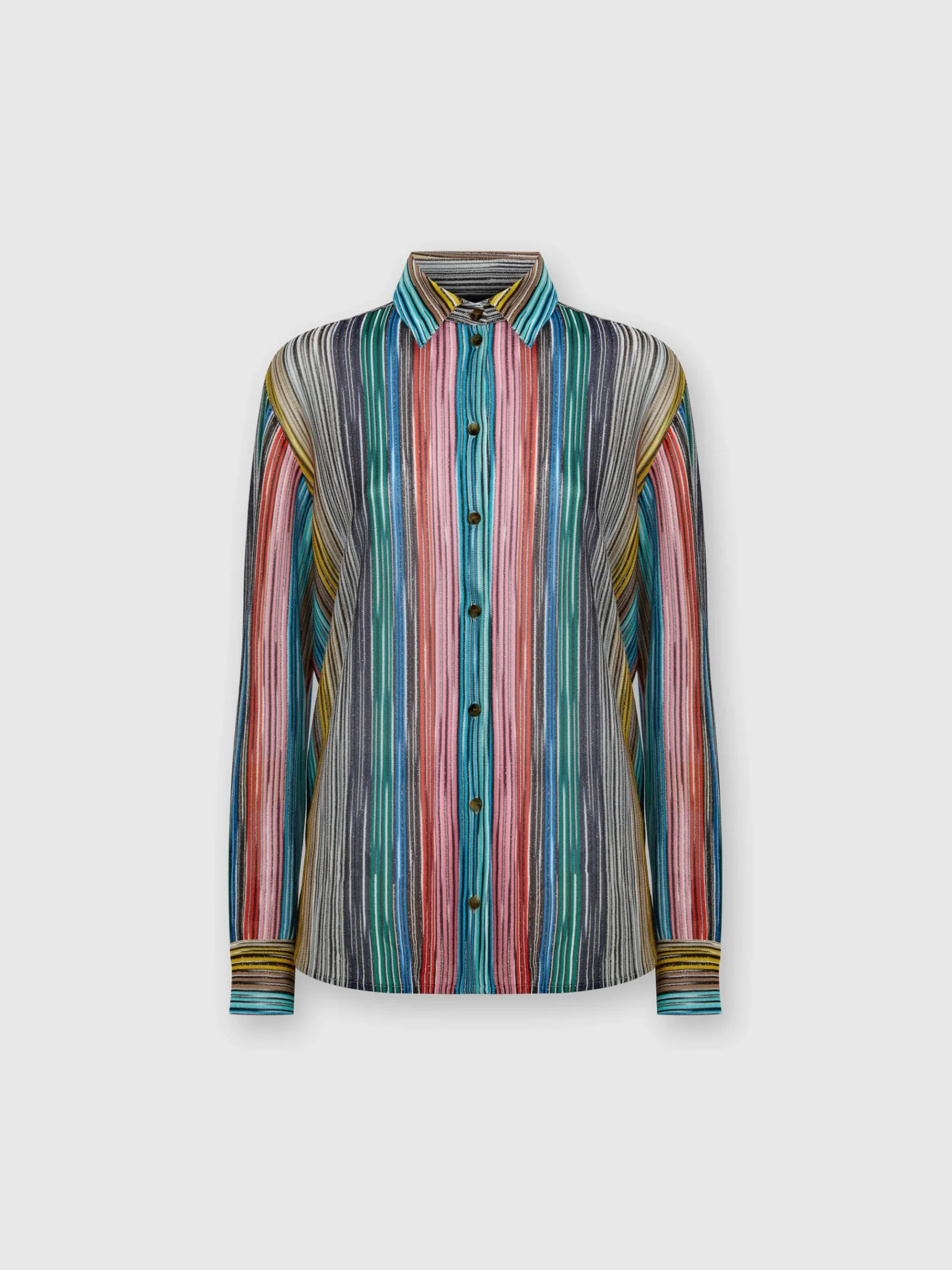 Camicia in maglia a costine fiammata lamé
