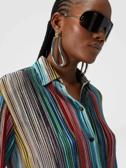 Camicia in maglia a costine fiammata lamé