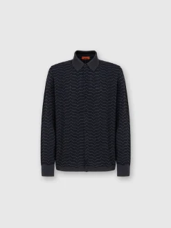 Camicia in maglia di lana e viscosa con onde