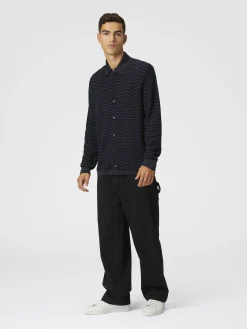 Camicia in maglia di lana e viscosa con onde