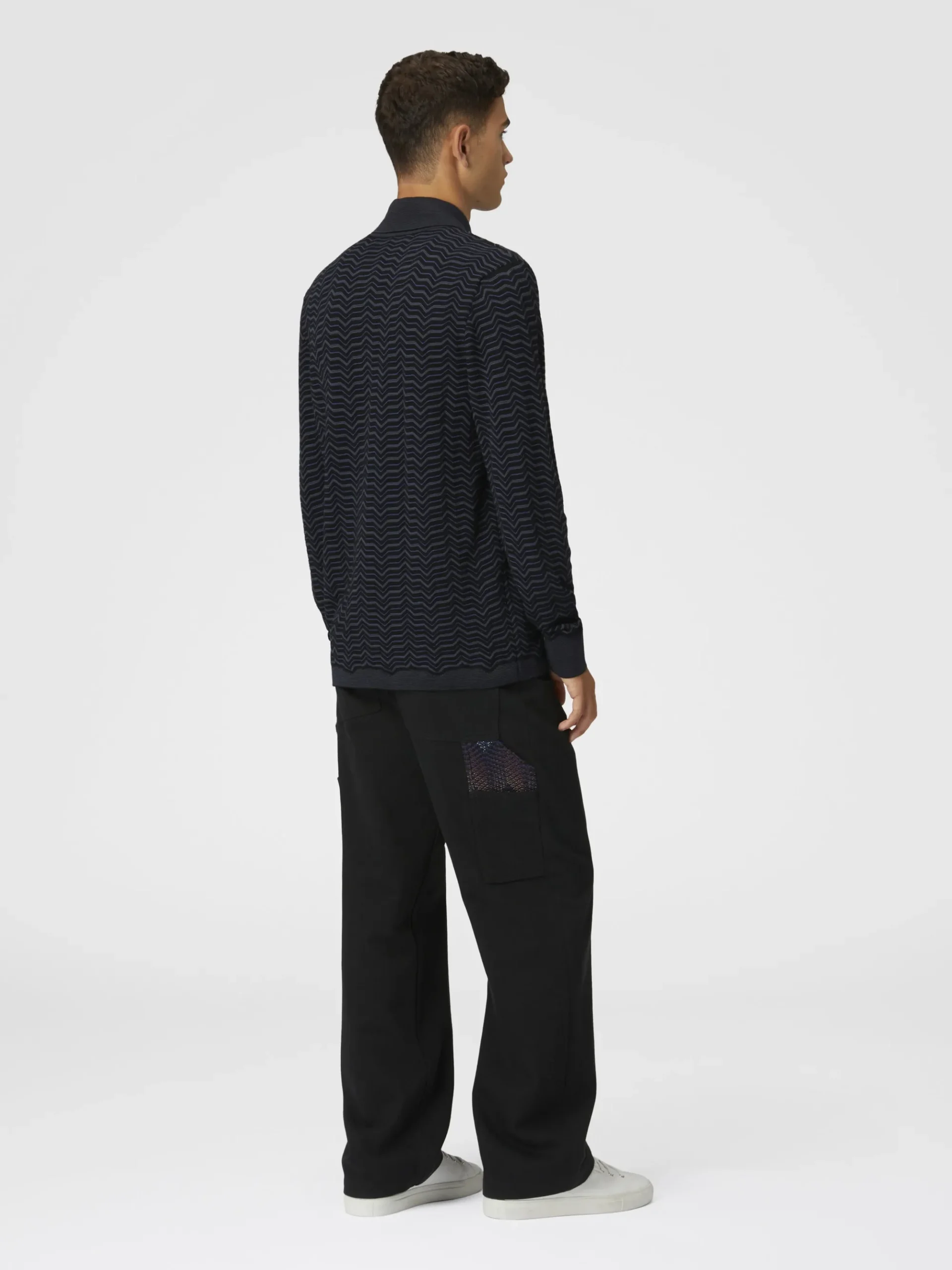 Camicia in maglia di lana e viscosa con onde