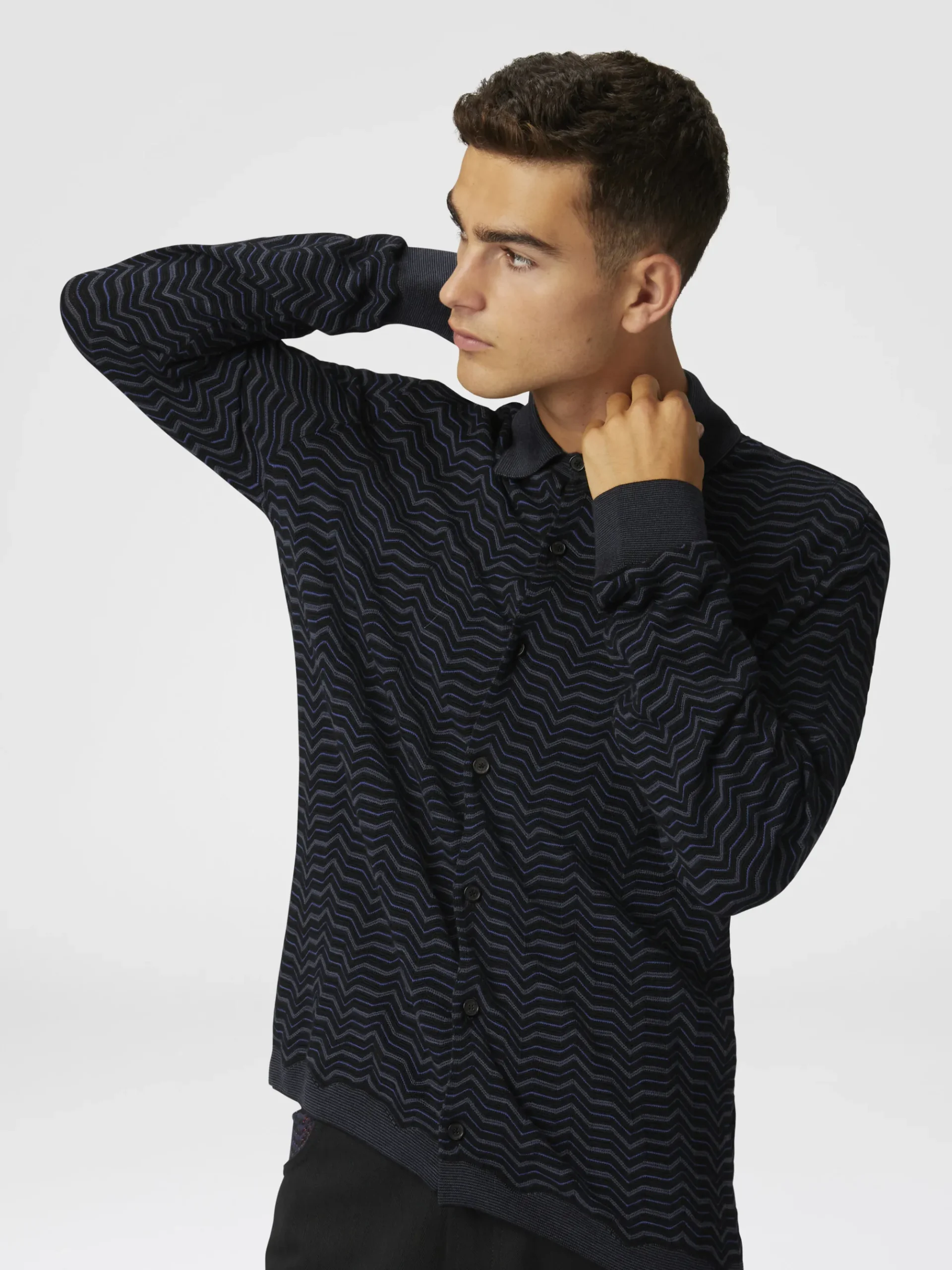 Camicia in maglia di lana e viscosa con onde