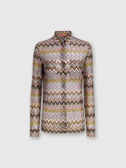 Camicia in maglia di viscosa zig zag