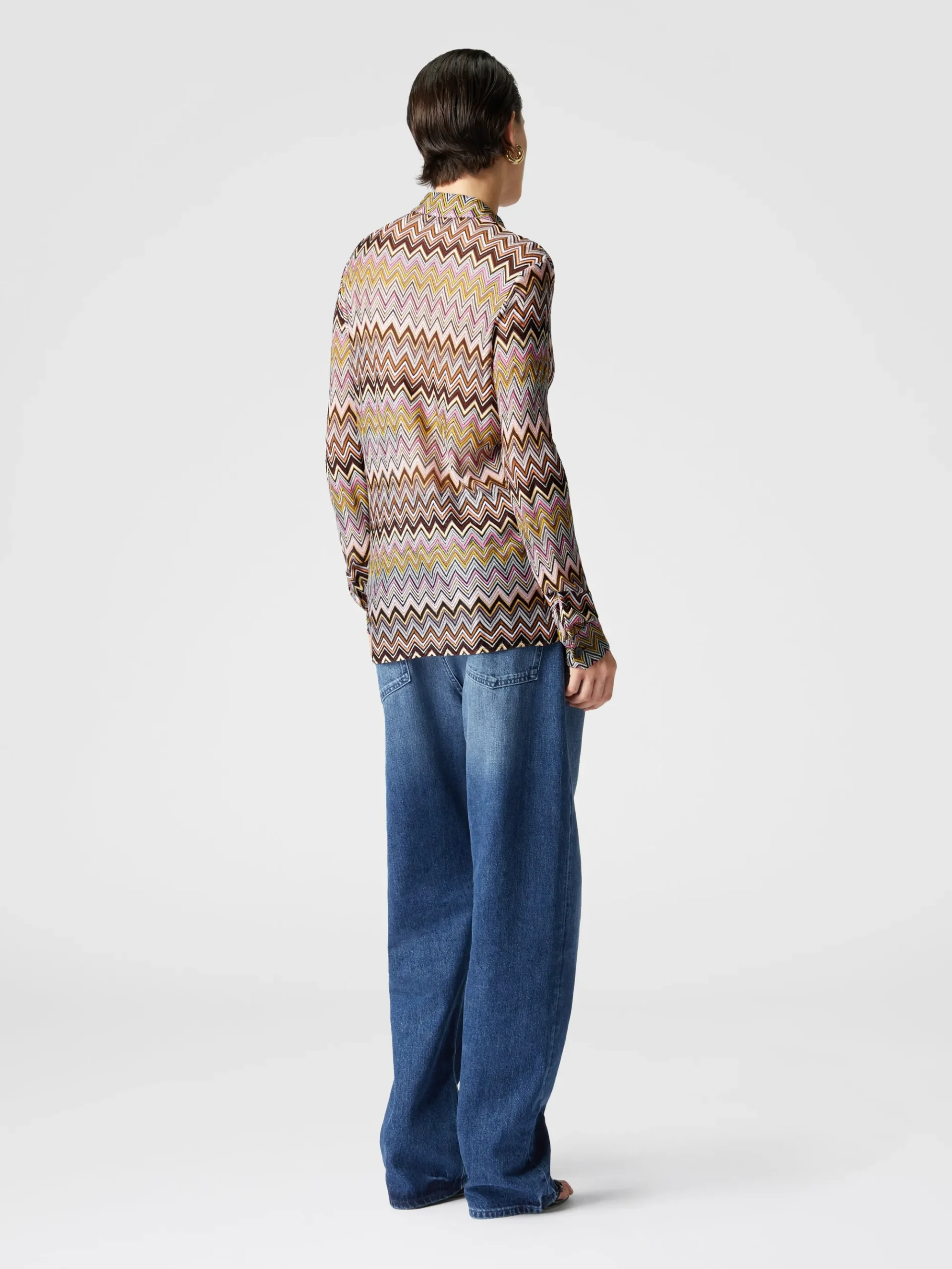 Camicia in maglia di viscosa zig zag