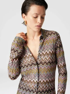 Camicia in maglia di viscosa zig zag