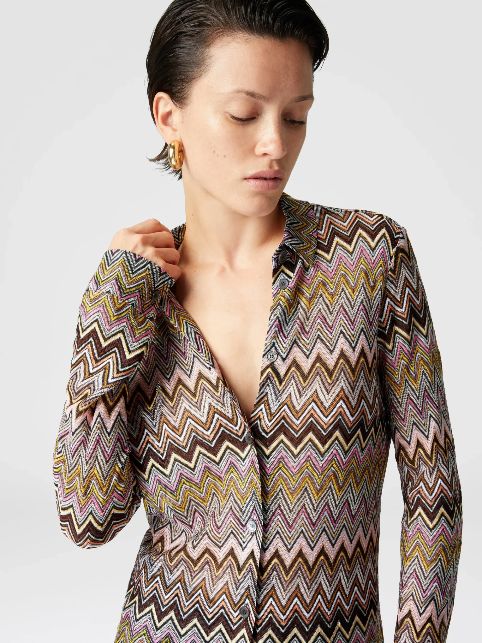 Camicia in maglia di viscosa zig zag