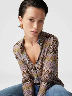 Camicia in maglia di viscosa zig zag