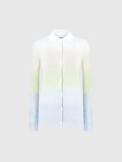 Camicia in maglia di viscosa chevron sfumata