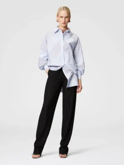 Camicia in popeline di cotone rigato con maniche ampie