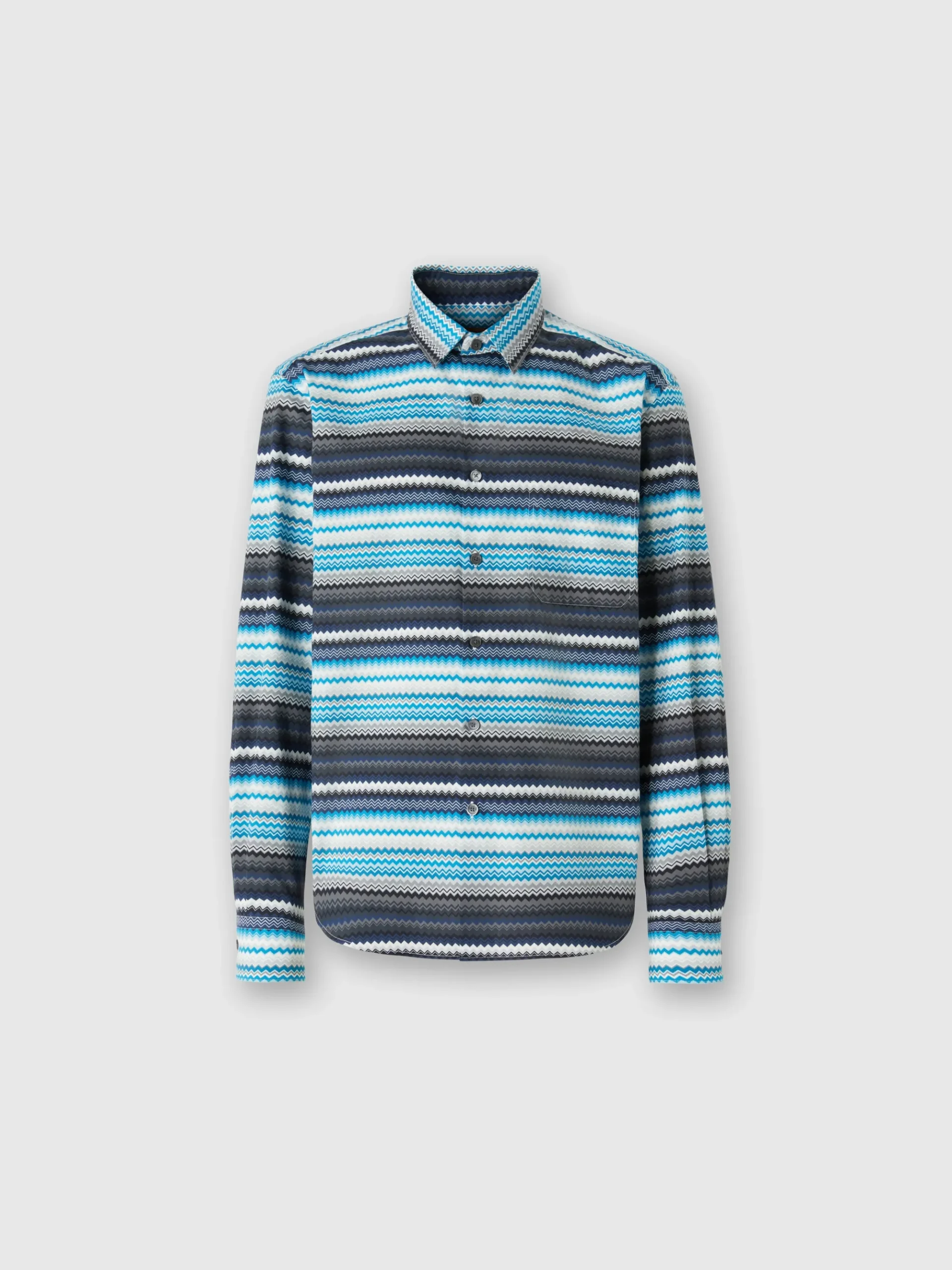 Camicia in popeline di cotone stampa zig zag