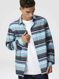 Camicia in popeline di cotone stampa zig zag
