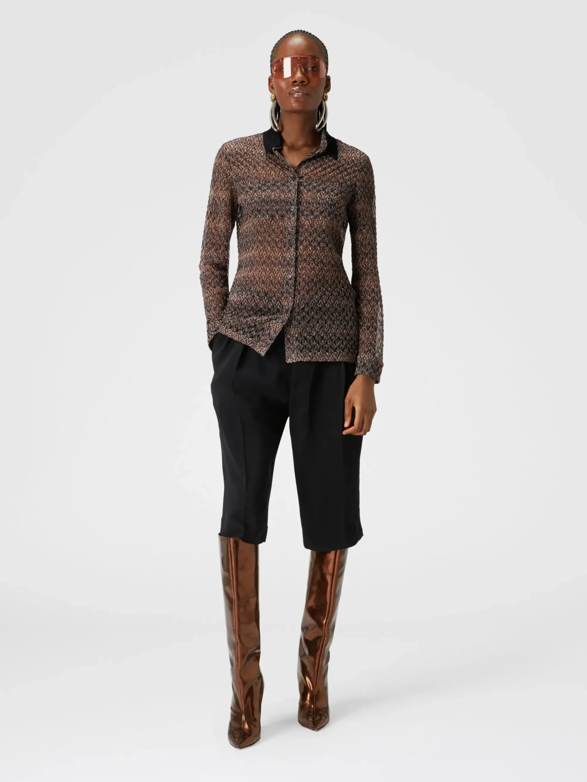 Camicia motivo pizzo lamé