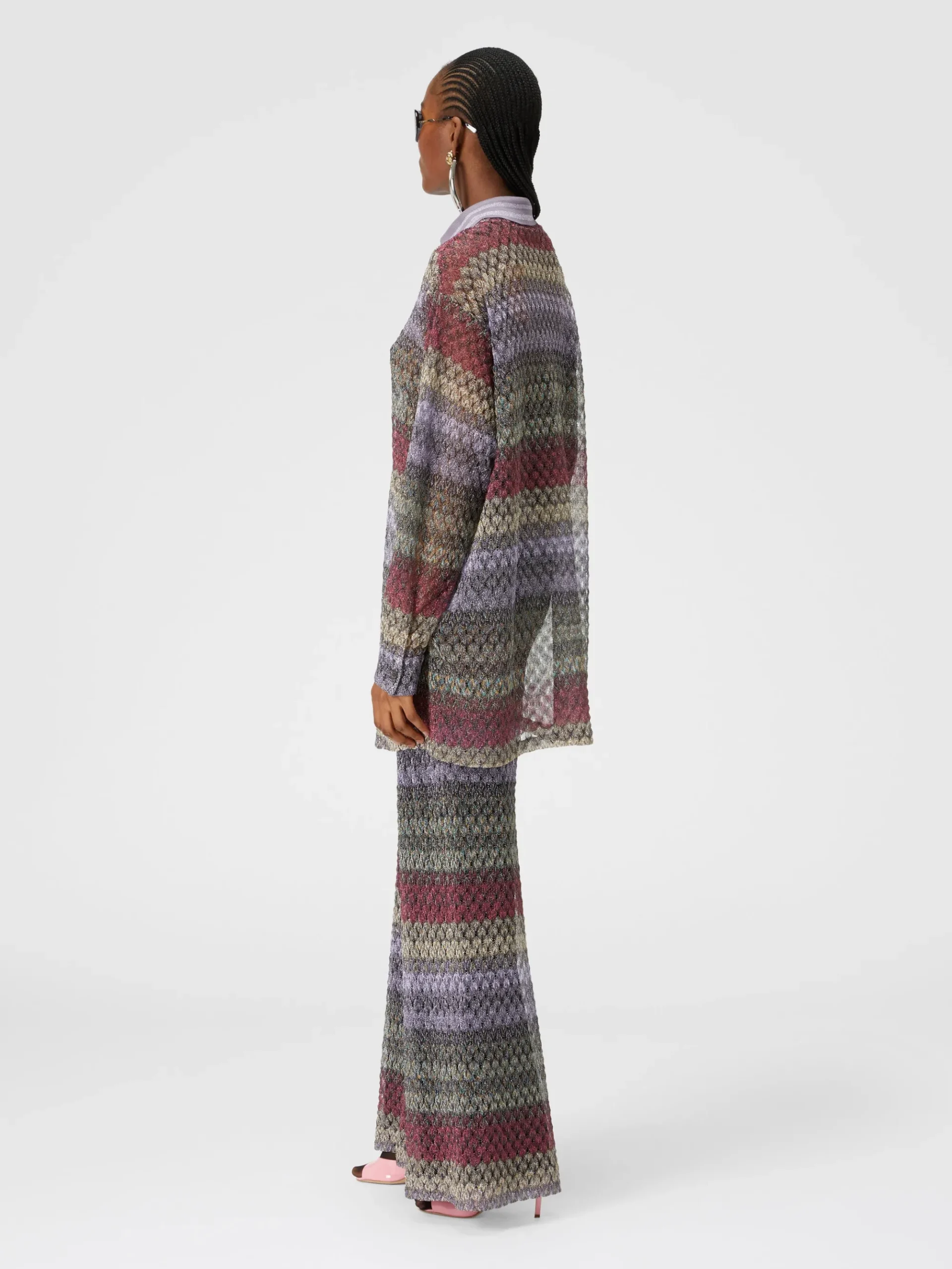 Camicia oversize con motivo pizzo lamé