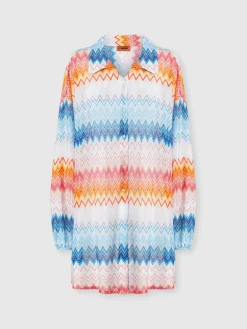 Camicia oversize in misto viscosa zig zag lamé