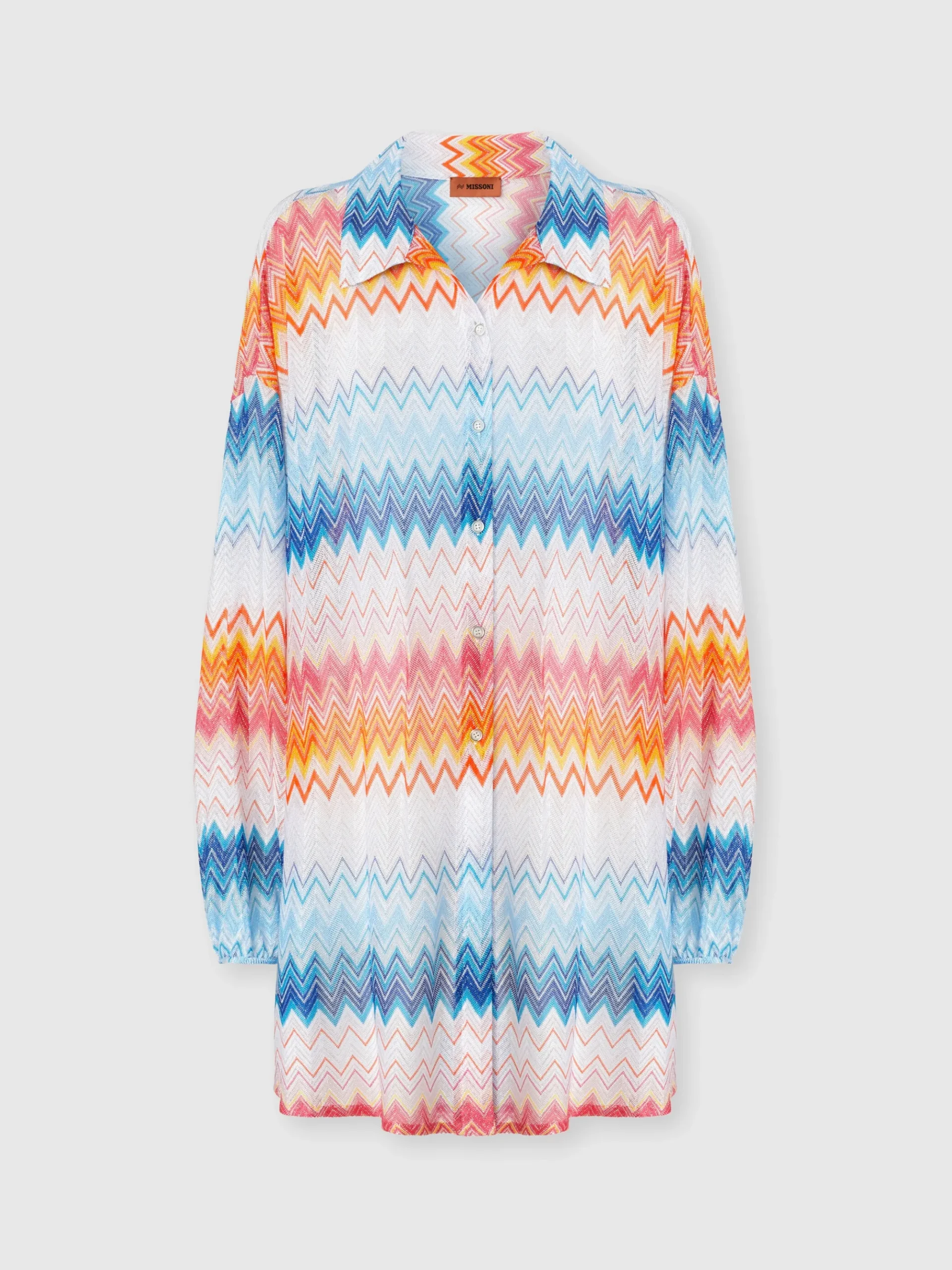 Camicia oversize in misto viscosa zig zag lamé