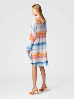 Camicia oversize in misto viscosa zig zag lamé