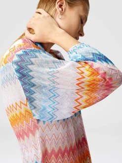 Camicia oversize in misto viscosa zig zag lamé