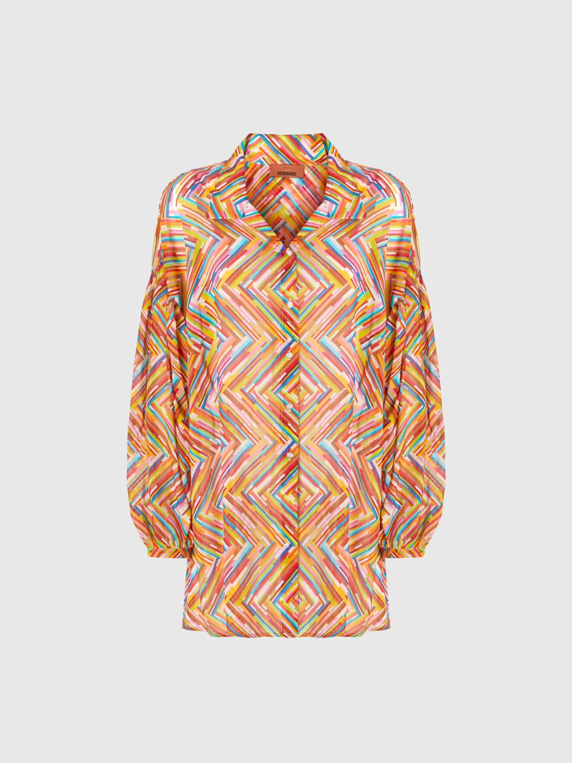 Camicia oversize in misto cotone e seta stampato